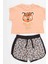 Leopar Kız Çocuk Crop Top Şort Takım 3