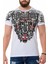 CT728 Taşlı Vintage Baskı Beyaz Tişört 3