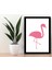 Flamingo Siyah Çerçerve Görünümlü Duvar Tablosu Retro Ahşap Poster 1