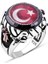 Mineli Türk Bayrağı Kenarı Çember Taşlı Erkek Yüzük 1