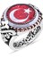 Mineli Türk Bayrağı Kenarı Çember Taşlı Erkek Yüzük 1