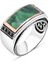 Yeşil Mineli Kenarları Siyah Zirkon Taşlı Erkek Yüzük 1