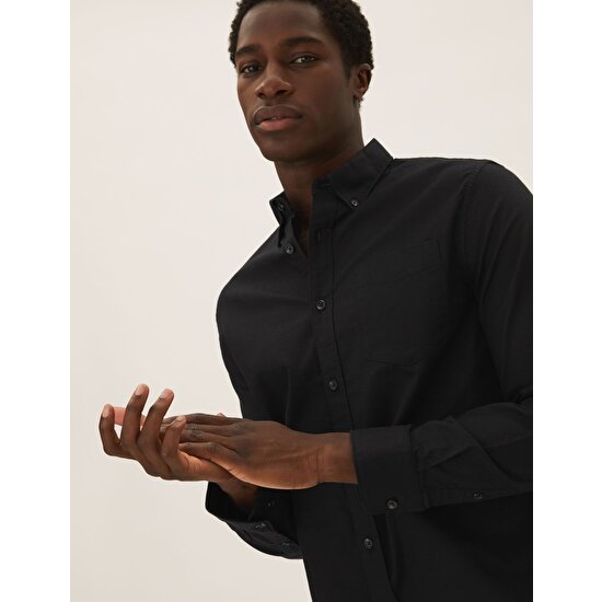 Marks & Spencer Saf Pamuklu Uzun Kollu Oxford Gömlek