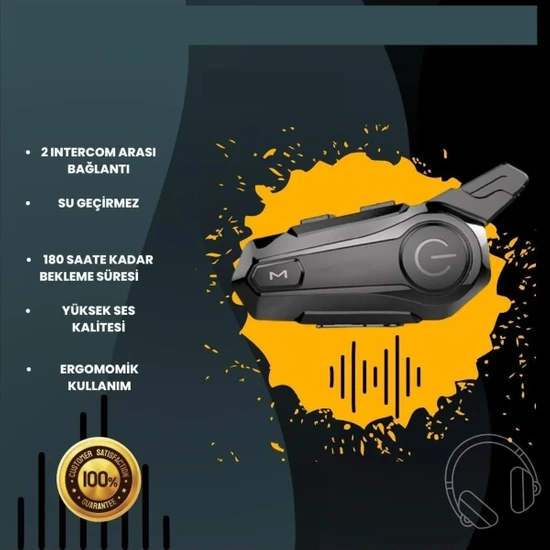 Zoli Motosiklet Bluetooth Interkom 2 Kişi Eşleşme Özellikli 1000m. Mesafe Kullanım Intercom(Su Geçirmez)