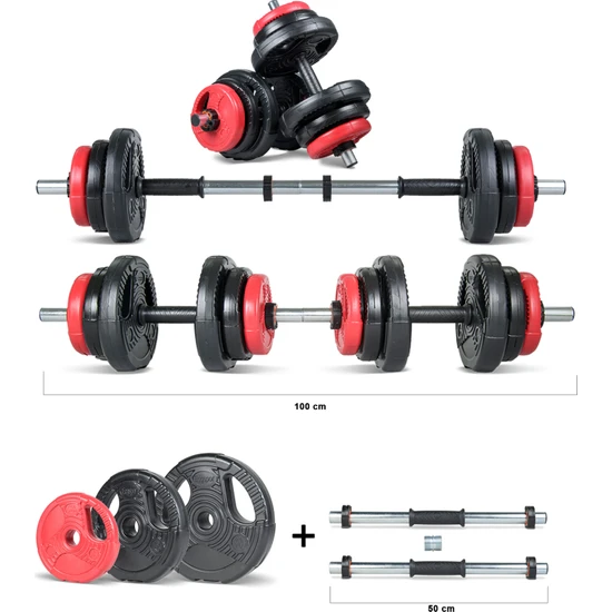 Ecgspor 22 kg Grip Plate Multifonksiyonel Turuncu Siyah Halter Seti ve Dambıl Seti