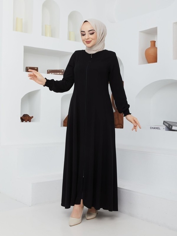 KMK Kombin Yazlık Mevlana Model Belden Oturtmalı Kolu Lastikli Kloş Boydan Fereca Pardesü görsel 8