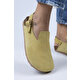 Manijero Holly Kadın Deri Kemerli Tokalı Sarı - Gold Sandalet