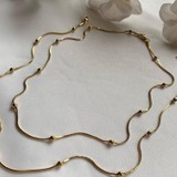 Gena Moda Gold Renk Paslanmaz Çelik Dorikalı,ikili Kombin (Toplu Kolye 60 cm + 45 cm )