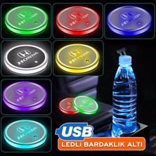 Oto Çizgi Honda Uyumlu Ledli Bardaklık Altı USB Şarjlı 2 Adet