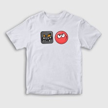 Presmono Unisex Çocuk Beyaz Evil Square Oyun Red Ball T-Shirt