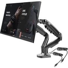 Ergoflex Nb F160U 17-27" Amortisörlü 2-9 kg Monitör Stand 2023 Black Edition (2xUSB Kablolu)