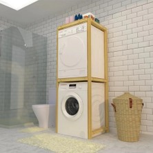 Enjoy Life Doğal Ahşap Naturel Çam Ağacı Çamaşır ve Kurutma Makinesi Için Banyo Rafı