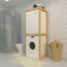 Enjoy Life Doğal Ahşap Naturel Çam Ağacı Çamaşır ve Kurutma Makinesi Için Banyo Rafı