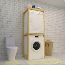 Enjoy Life Doğal Ahşap Naturel Çam Ağacı Çamaşır ve Kurutma Makinesi Için Banyo Rafı