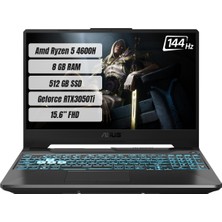 Asus TUF Gaming FA506IEB-HN041 AMD Ryzen 5 4600H 8GB 512GB SSD RTX3050Ti Freedos 15.6" FHD 144Hz Taşınabilir Bilgisayar