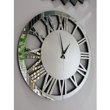 Ayna Denizi Circle Silver Model Gümüş Renk 60 Cm Dekoratif Aynalı Duvar Saati