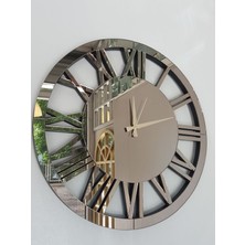 Ayna Denizi Circle Bronze Model Bronz Renk 60 Cm Dekoratif Aynalı Duvar Saati