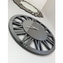 Ayna Denizi Circle Smoked Model Füme Renk 60 Cm Dekoratif Aynalı Duvar Saati