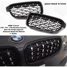 Caraks Bmw F30 - F31 - F35 Serisi Diamond Ön Panjur Izgara Böbrek Piano Black & Krom 1. Kalite - Caraks