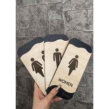 Meşe Serisi Kadın Wc Erkek Wc ve Genel Wc 3'lü Natural Yönlendirme Seti