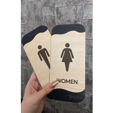 Meşe Serisi Kadın Wc Erkek Wc ve Genel Wc 3'lü Natural Yönlendirme Seti