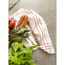 Waffle %100 Pamuk Mutfak Havlusu Ekru / Kırmızı 50x76