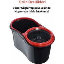 Grimor Life Quantum Black Microfiber Döner Başlıklı Temizlik Seti Mega Boy Mop 16 Lt