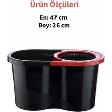 Grimor Life Quantum Black Microfiber Döner Başlıklı Temizlik Seti Mega Boy Mop 16 Lt