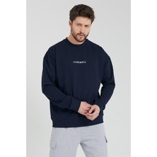 Odelon Erkek Bisiklet Yaka Oversize Sweatshirt Lacivert