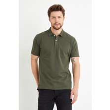 Odelon Erkek Basic Polo Yaka Tişört (Regular Fit) Haki
