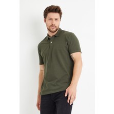 Odelon Erkek Basic Polo Yaka Tişört (Regular Fit) Haki