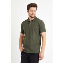 Odelon Erkek Basic Polo Yaka Tişört (Regular Fit) Haki
