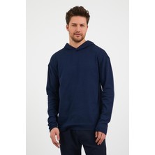 Odelon Erkek Comfort Fit Kapüşonlu Düz Sweatshirt Lacivert