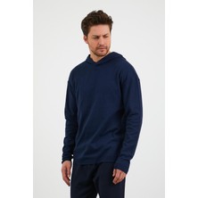 Odelon Erkek Comfort Fit Kapüşonlu Düz Sweatshirt Lacivert