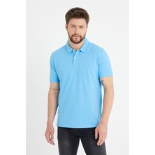 Odelon Erkek Basic Polo Yaka Tişört (Regular Fit) Mavi