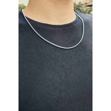 Trend Collection Unisex Örme Model Paslanmaz Çelik Gümüş Zincir Kolye