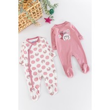 Babymod Leopar Figürlü Puantiyeli Uzun Kollu 2'li Kız Bebek Tulum Takım