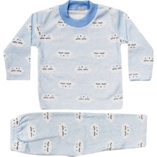 by BebekOdam Erkek Bebek Bulut Desenli Alt Üst Mavi 2'li Pijama Takım