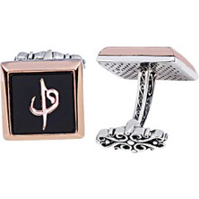 Amberkan Gümüş Oniks Taş Üzeri Elif Vav Temalı Kol Düğmesi
