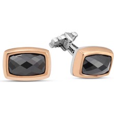 Amberkan Gümüş Siyah Zirkon Taşlı Kol Düğmesi
