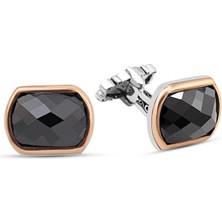 Amberkan Gümüş Siyah Zirkon Taşlı Kol Düğmesi
