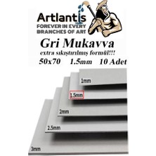 Artlantis Mukavva Gri 1.5 mm 50X70 cm 10 Adet Sert Karton Ekstra Sıkıştırılmış 50*70 Mukavva Gri Renkli 10 Adet