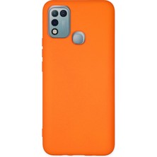 HappyCase Infinix Hot 10 Play Kılıf Lansman Nano Içi Kadife  Silikon - Turuncu