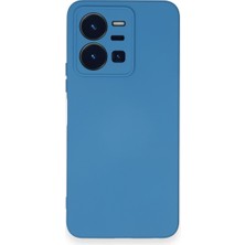 HappyCase Vivo Y22S Kılıf Lansman Nano Içi Kadife  Silikon - Mavi