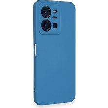 HappyCase Vivo Y22S Kılıf Lansman Nano Içi Kadife  Silikon - Mavi