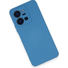 HappyCase Vivo Y22S Kılıf Lansman Nano Içi Kadife  Silikon - Mavi