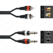 BK Teknoloji 2x 6.35 mm 1/4 Erkek Jack To 2x Rca Erkek Ses Kablosu 3 Metre