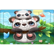 Lina Lazer Eğitici - Öğretici 12 Parça 4 Adet Puzzle Seti - 3 Panda,balıklar,sincap.koyun