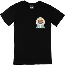 Cix Astronot Uzayda Cep Logo Tasarımlı Siyah Tişört