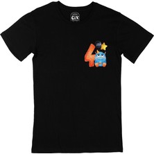 Cix Cix Çocuğumun 4. Yaşına Özel Cep Logo Tasarımlı Siyah Tişört